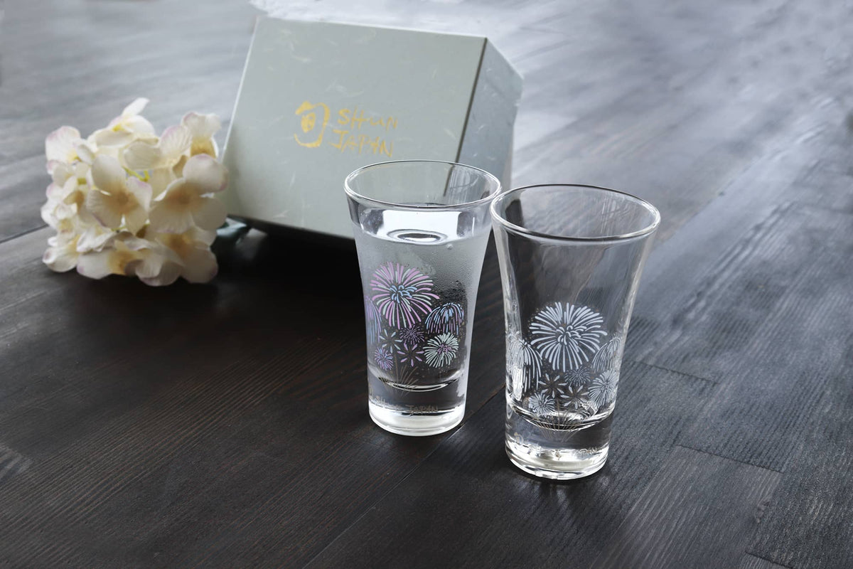 Marumo Takagi 2-Piece Fireworks Colour Changing Tenkai Glass Gift Set