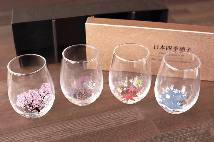 Marumo Takagi 4-Piece 4 Seasons Colour Changing Tumbler Glass Gift Set