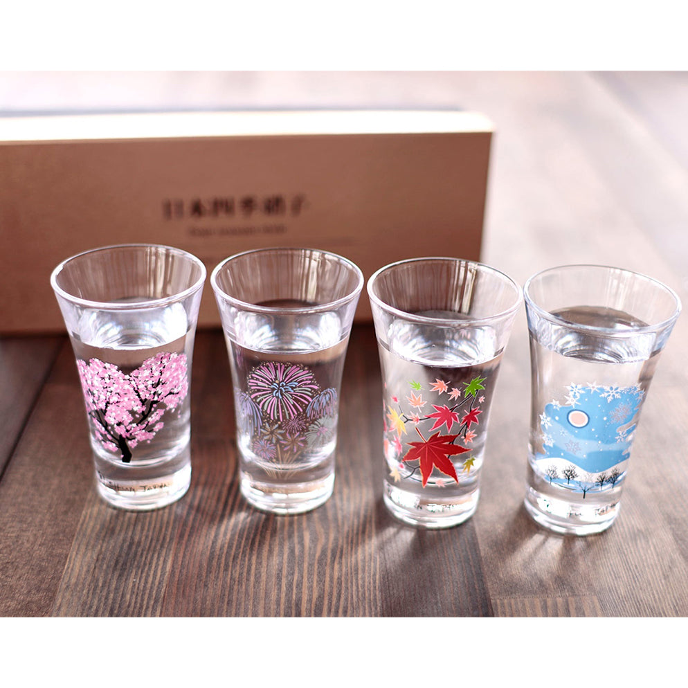 丸モ高木陶器 | 日本四季感溫玻璃酒杯套裝