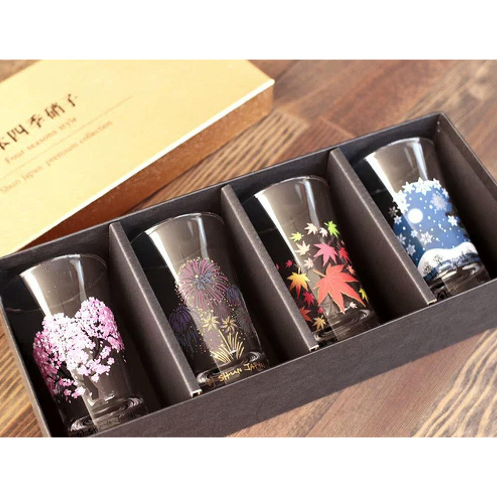 丸モ高木陶器 | 日本四季感溫玻璃酒杯套裝