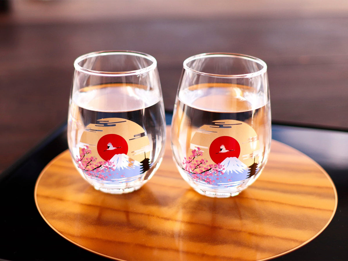 Marumo Takagi 2-Piece Cherry Blossom Mt. Fuji Colour Changing Tumbler Glass Gift Set