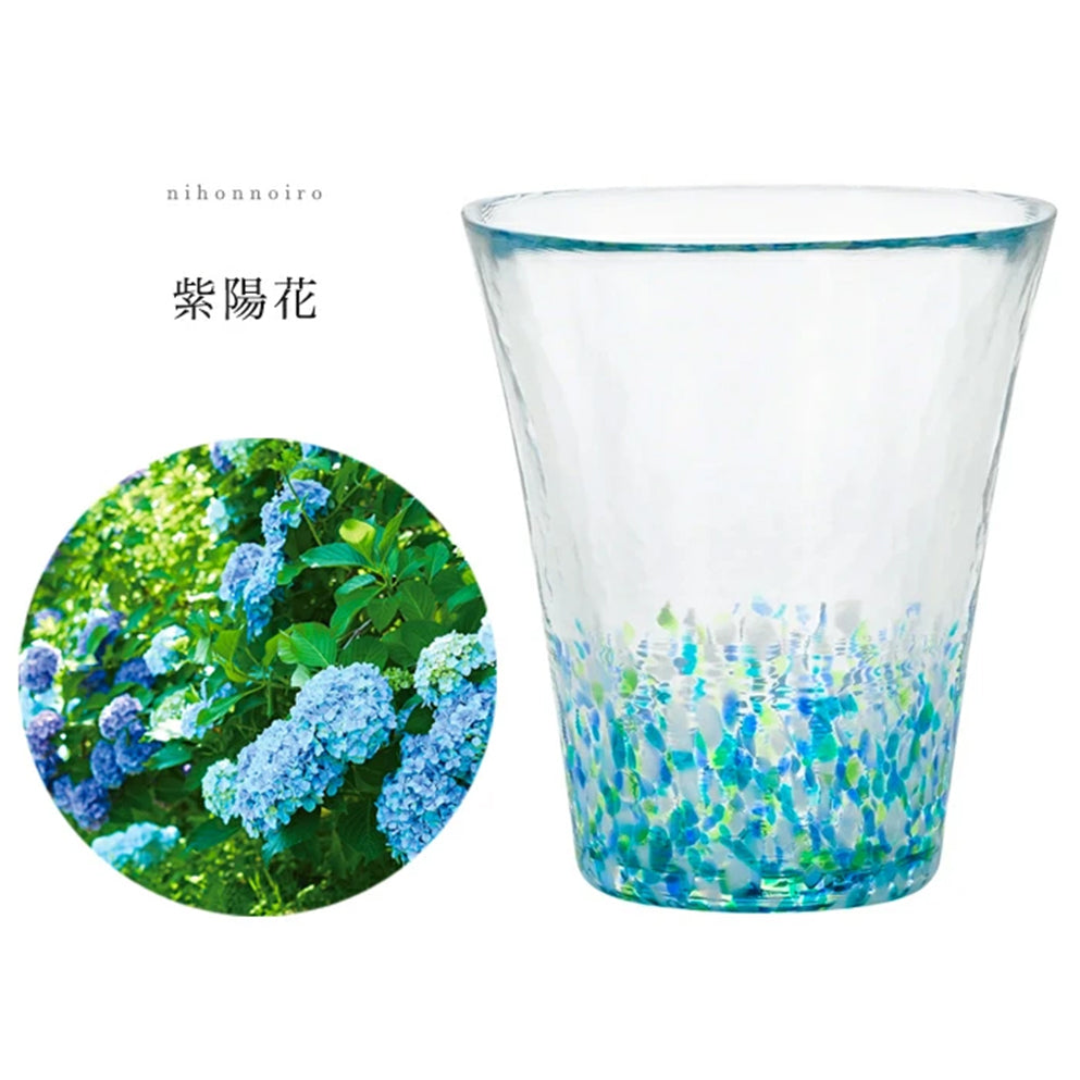 Tsugaru Vidro White Blue Handmade Tumbler Glass