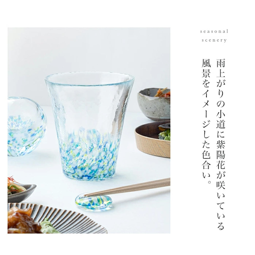 Tsugaru Vidro White Blue Handmade Tumbler Glass