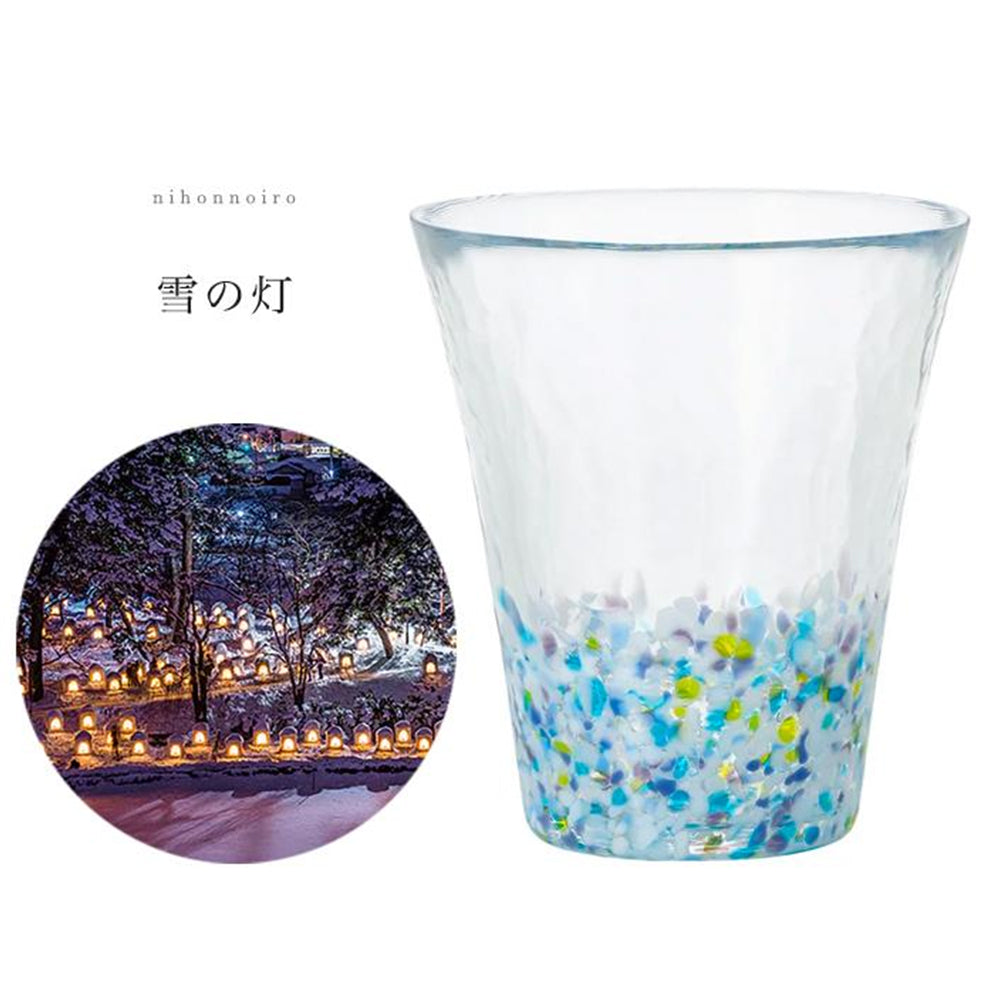 Tsugaru Vidro White Blue Handmade Tumbler Glass