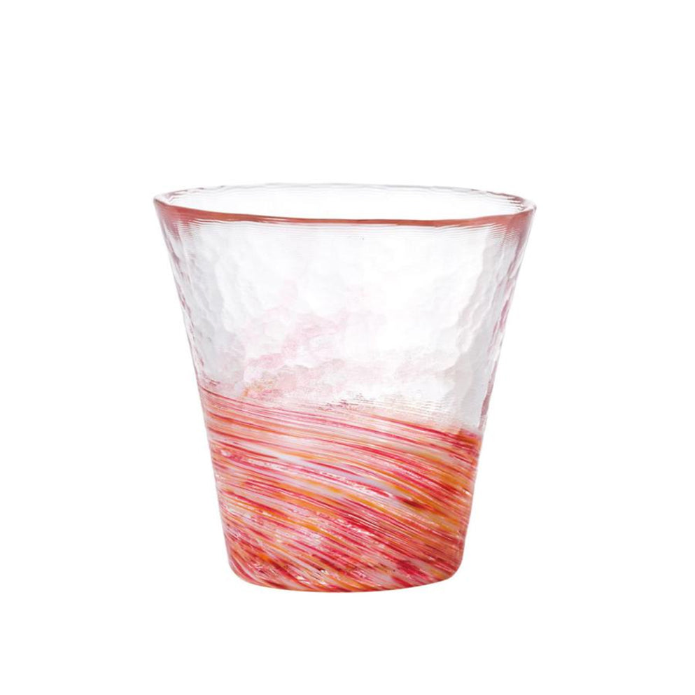 日本津轻琉璃 梦幻色彩 珊瑚 手作平底杯