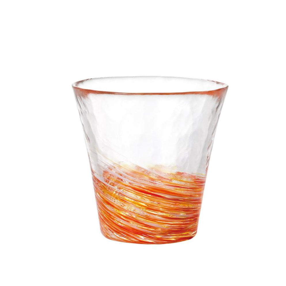 Tsugaru Vidro Red Orange Handmade Tumbler Glass