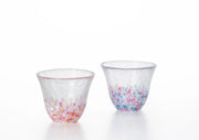 Tsugaru Vidro 2-Piece Cherry Blossoms and Rape Blossoms Handmade Tumbler Glass Gift Set