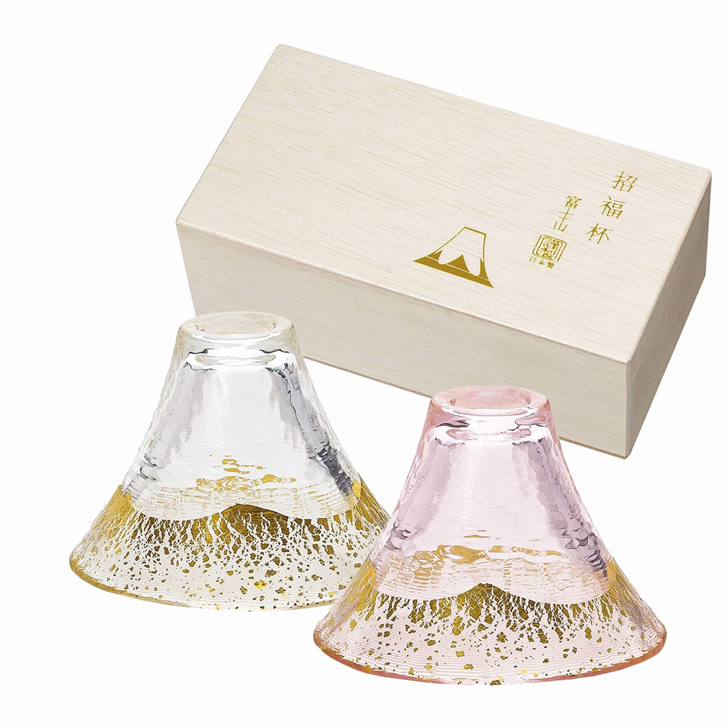 日本東洋佐佐木 | 富士山招福杯 - 金透・金櫻清酒杯木箱套裝