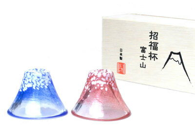 日本東洋佐佐木 | 富士山招福杯 - 青・赤富士流彩清酒杯木箱套裝