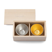 Nousaku 2-Piece Tin and Gold Leaf Sake Cup Wooden Gift Set