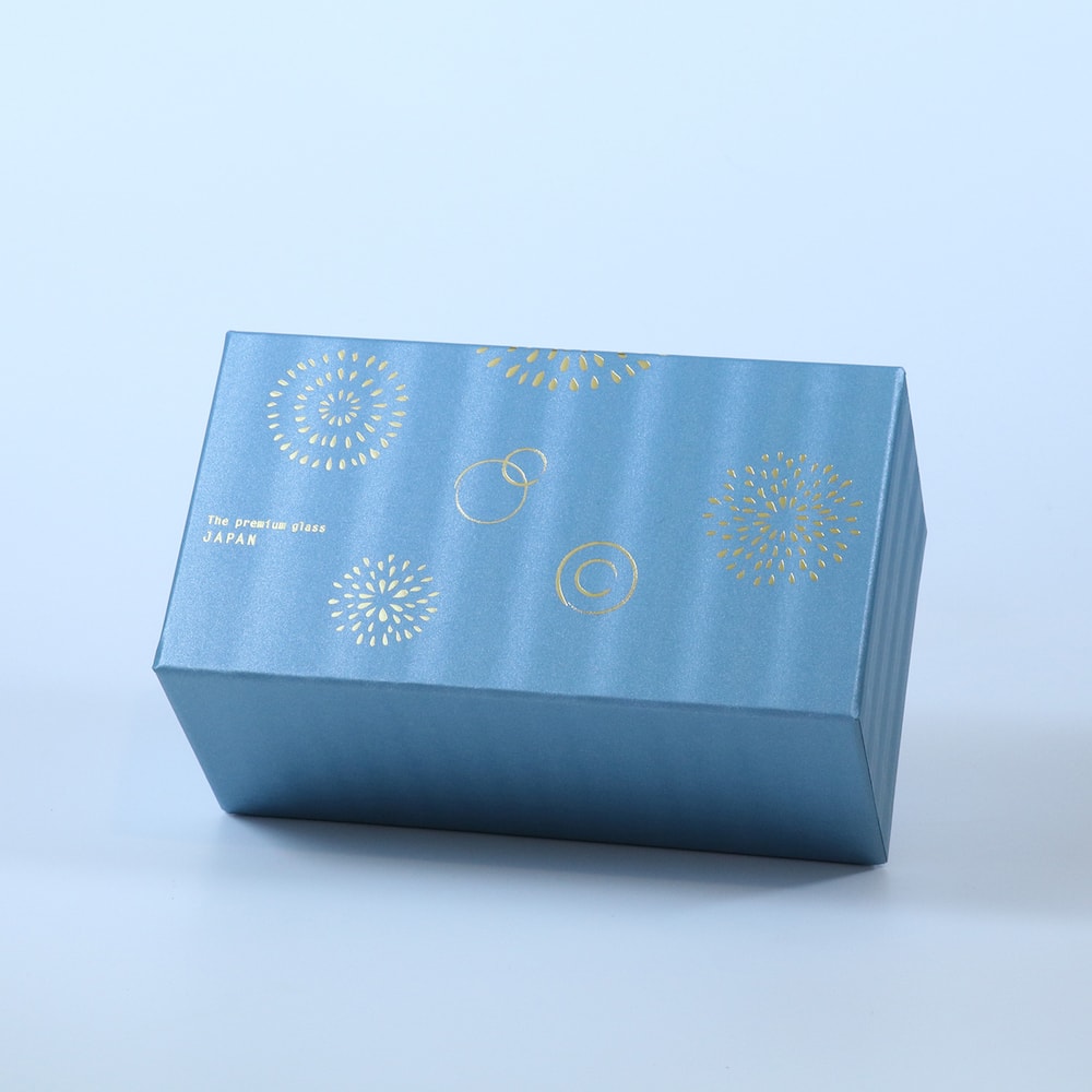 日本 Aderia Premium 夏日煙火金魚紋樣 復古對杯禮盒