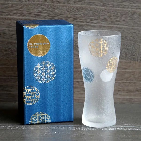 日本 Aderia Premium 日式丸紋 綿密泡沫啤酒杯禮盒