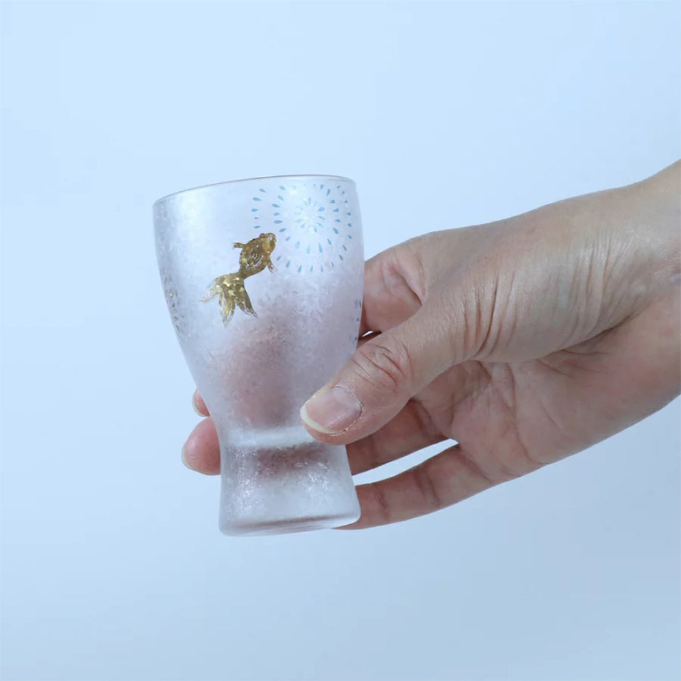 Aderia Premium 2-Piece Fireworks Goldfish Sake Glass Gift Set