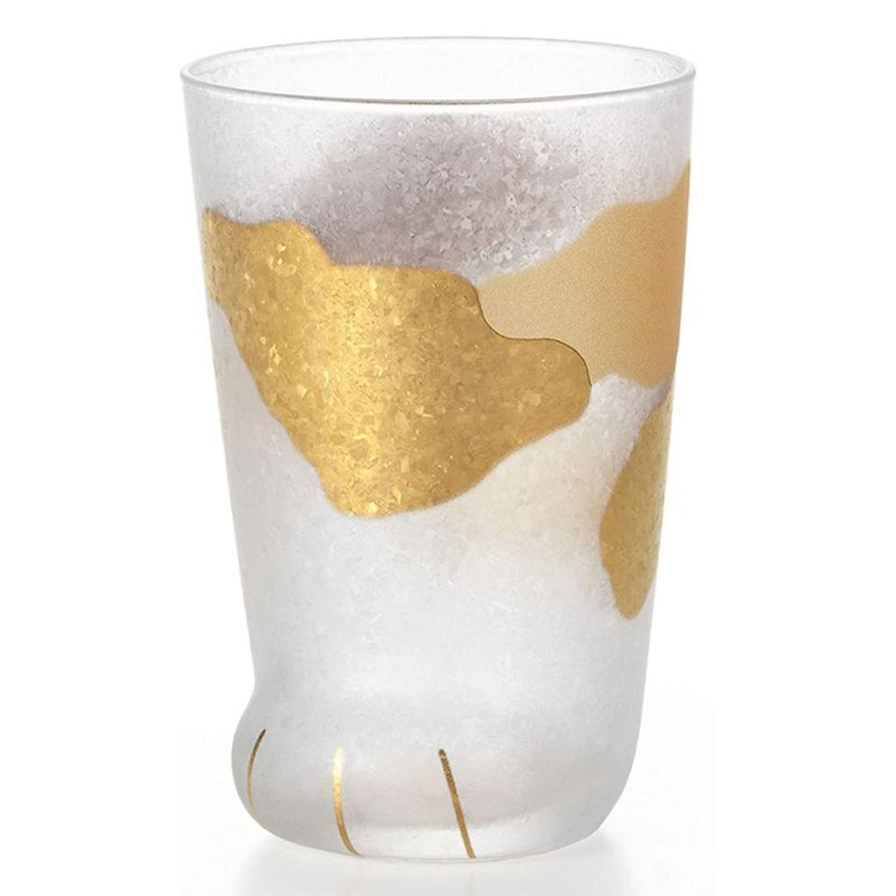 日本 Aderia 可愛金色貓腳 磨砂玻璃酒杯