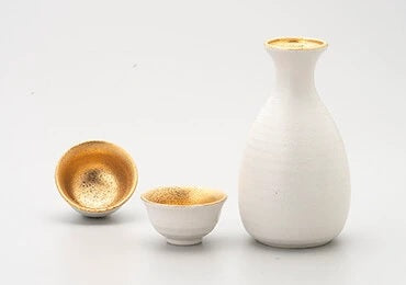三井陶器 白粉引金卷 金箔陶瓷德利 杯壺禮盒套裝