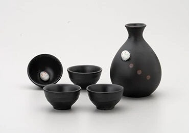 三井陶器 月兔 黑色陶瓷德利 杯壺禮盒套裝