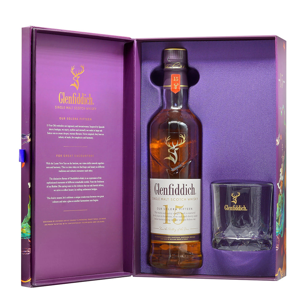 格蘭菲迪 Glenfiddich 15 YEARS 蘇格蘭單一麥芽威士忌 700ml 禮盒裝 (連專屬酒杯兩隻)